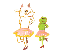 a mischief cat and a kindly frog sticker #3547868