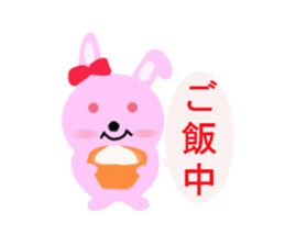 round pink rabbit sticker #3561074