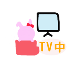 round pink rabbit sticker #3561076