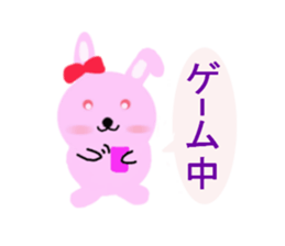 round pink rabbit sticker #3561080