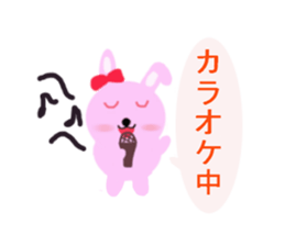 round pink rabbit sticker #3561081