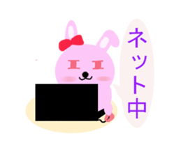 round pink rabbit sticker #3561085