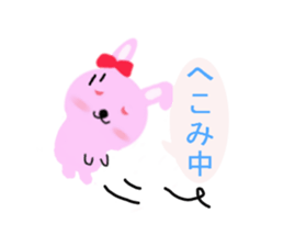 round pink rabbit sticker #3561088