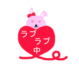 round pink rabbit sticker #3561091