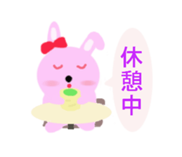 round pink rabbit sticker #3561096