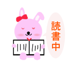 round pink rabbit sticker #3561106