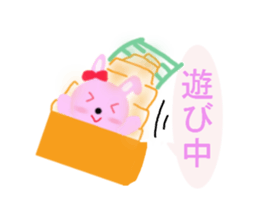 round pink rabbit sticker #3561110