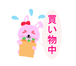 round pink rabbit sticker #3561111