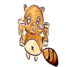 rabbit and tanuki sticker #3594469