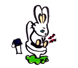 rabbit and tanuki sticker #3594481