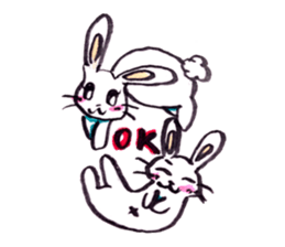 rabbit and tanuki sticker #3594486