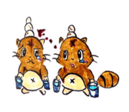 rabbit and tanuki sticker #3594490