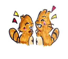 rabbit and tanuki sticker #3594491