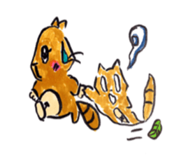 rabbit and tanuki sticker #3594493