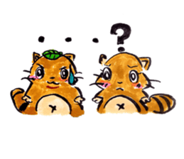 rabbit and tanuki sticker #3594495
