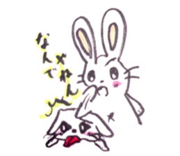 rabbit and tanuki sticker #3594496