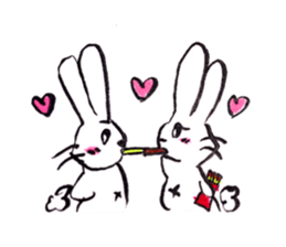 rabbit and tanuki sticker #3594497
