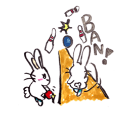 rabbit and tanuki sticker #3594501