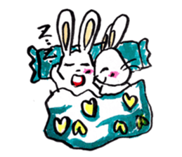 rabbit and tanuki sticker #3594503