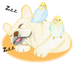 French Bulldog & Parakeet Sticker sticker #3609639