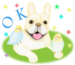 French Bulldog & Parakeet Sticker sticker #3609651