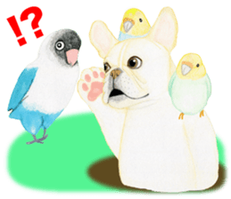 French Bulldog & Parakeet Sticker sticker #3609661