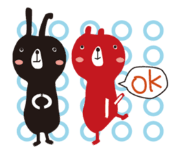 Black rabbit and red bear sticker #3631536