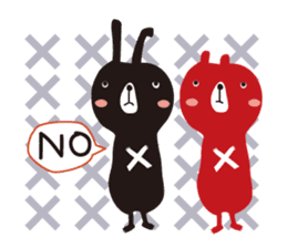 Black rabbit and red bear sticker #3631537