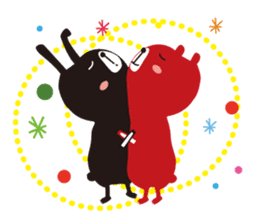 Black rabbit and red bear sticker #3631543