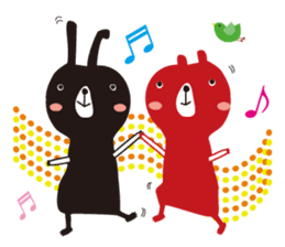 Black rabbit and red bear sticker #3631544