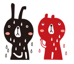 Black rabbit and red bear sticker #3631545