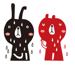 Black rabbit and red bear sticker #3631545