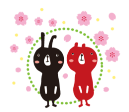 Black rabbit and red bear sticker #3631548