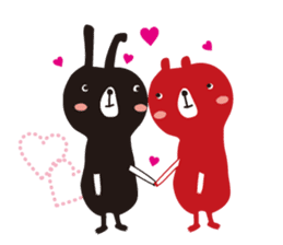 Black rabbit and red bear sticker #3631549