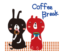 Black rabbit and red bear sticker #3631550