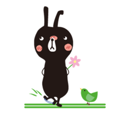 Black rabbit and red bear sticker #3631552