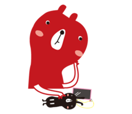 Black rabbit and red bear sticker #3631561