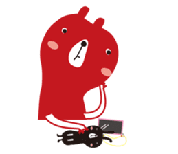 Black rabbit and red bear sticker #3631561