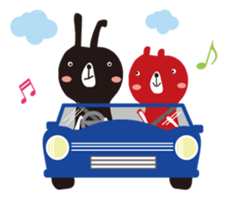 Black rabbit and red bear sticker #3631572