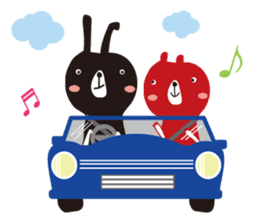 Black rabbit and red bear sticker #3631572