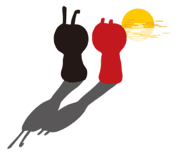 Black rabbit and red bear sticker #3631573