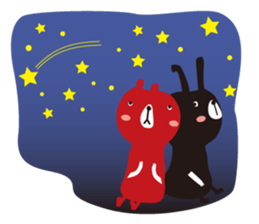 Black rabbit and red bear sticker #3631574