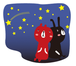 Black rabbit and red bear sticker #3631574