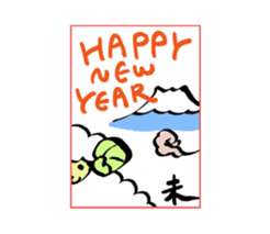 Kawaii New Year's card sticker #3652673