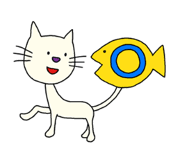 The white cat which looks back on a past sticker #3665275