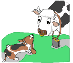 Very cute sisters of Basset Hound. sticker #3674519