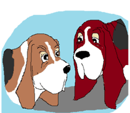 Very cute sisters of Basset Hound. sticker #3674527