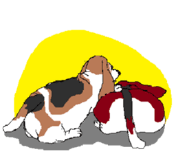 Very cute sisters of Basset Hound. sticker #3674535