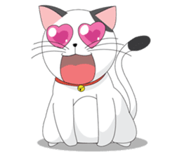 Shiro white cat with a fun. sticker #3686930