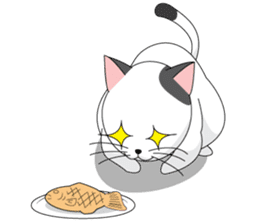 Shiro white cat with a fun. sticker #3686947